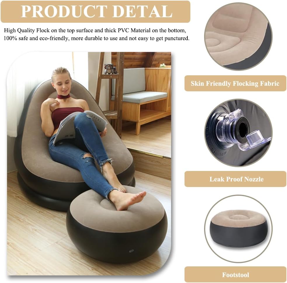 👉SOFA INFLABLE TENDENCIA PARA VIAJES CON REPOSA PIES➕ENVIO GRATIS✔